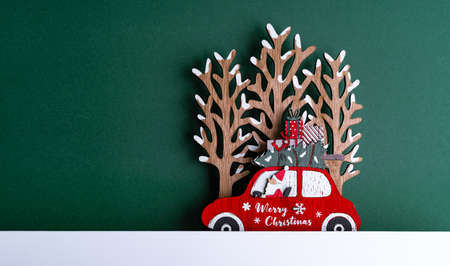 A closeup shot of a Christmas cardboard with decorations