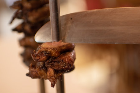 grilled chicken heart skewer food