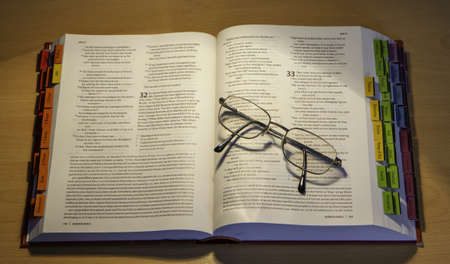LUTON, UNITED KINGDOM - Oct 25, 2020: A modern bible with tabs for each book.