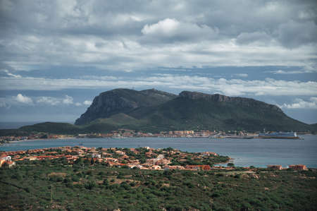 beautiful view of the village of golf aranci and capo figar, sardinia Italyの写真素材