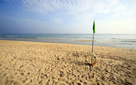 A beautiful beach with an inflatable ring in Hoi An, Vietnamの写真素材