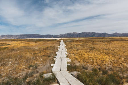 A path to hot springs in Sierra Nevada, Californiaの写真素材