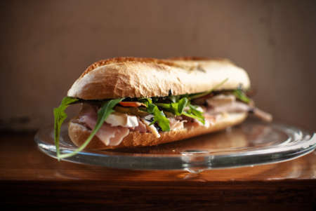 A closeup shot of a deliciously made sandwichの写真素材