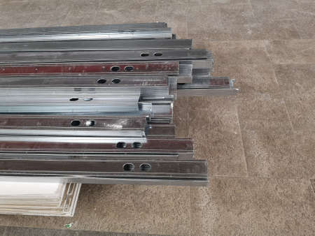 A closeup shot of Aluminum profiles for building renovationの写真素材