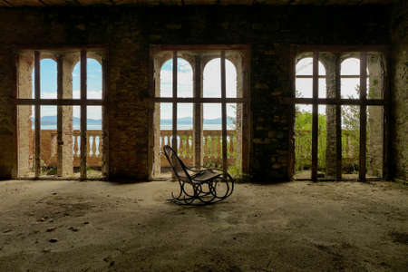 Abandoned mansion sits decaying in Italyの写真素材