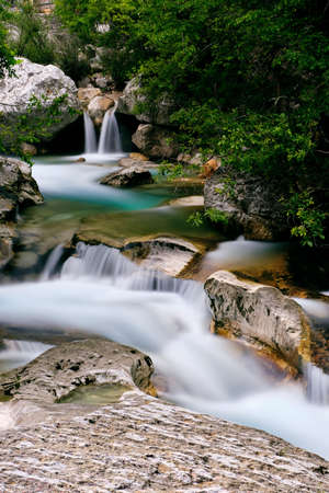 A breathtaking shot of the Saut du Loup waterfalls captured in Franceの写真素材