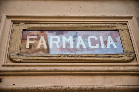 old vintage sign of an Italian pharmacyの写真素材