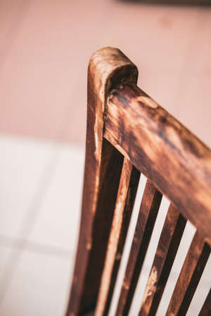 A high angle shot of a wooden chairの写真素材
