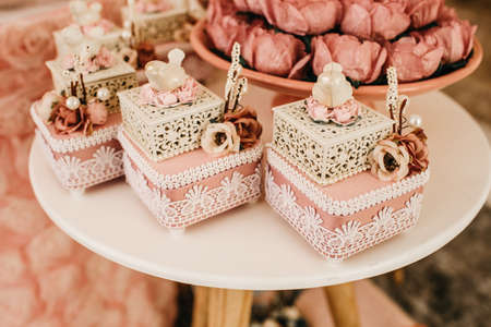 A high angle shot of elegant decor on a luxury party