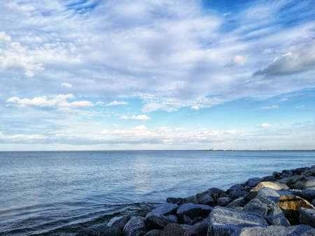 A closeup shot of the Gulf of Gdansk from Westerplatte, Poland