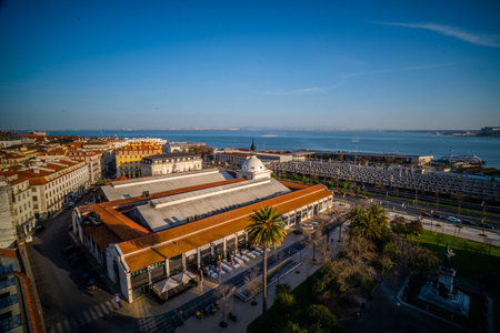 LISBON, PORTUGAL - Mar 16, 2020: Time Out Market on a sunny day, completely emptied out because of COVID-19 quarantine lockdown. Located in Lisbon, Portugalのeditorial素材
