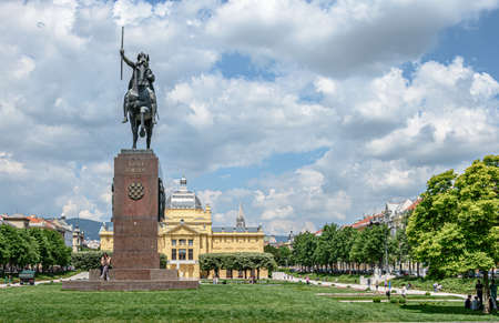 ZAGREB, CROATIA - May 17, 2017: Kralj Tomislav Monument in Zagreb, Croatiaのeditorial素材