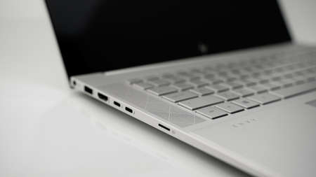 BANSKÃ¡ BYSTRICA, SLOVAKIA - Nov 19, 2020: Left side of the HP envy 15 2020のeditorial素材