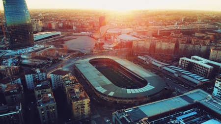 MILANO, ITALY - Sep 21, 2020: Rugby stadium in Milan during a sunsetのeditorial素材
