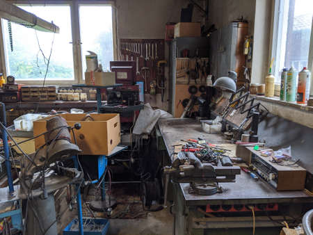 MUNICH, GERMANY - Jun 09, 2020: An old workshop from the 50s