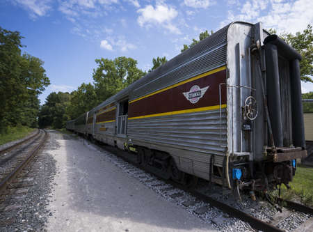 AKRON, UNITED STATES - Aug 21, 2020: Train car on the Cuyahoga Scenic Railroad