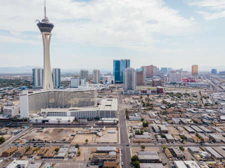 A high angle shot of Las Vegas during daytime