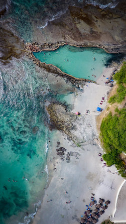 An aerial view of the Pacific coast of Riviera Nayarit in Mexicoのeditorial素材