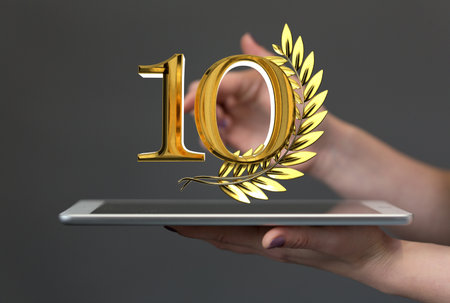 10 years anniversary celebration logotype with elegant celebration