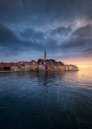 The town of Rovinj located in Istria, Croatiaの写真素材