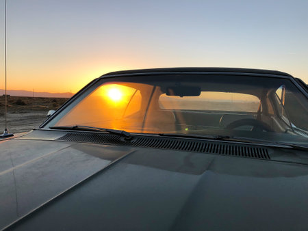The sun shining through the windows of a parked sedan