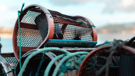 Several cages close to each other with ropes all over them