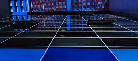 An amazing abstract shot of a concert stage from floor levelの写真素材