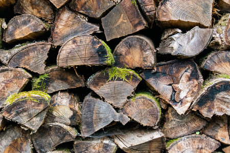 A closeup picture of a pile of wood