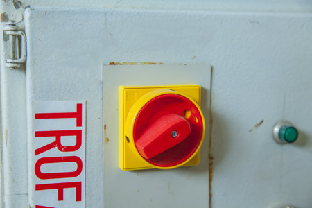 A yellow and red switch.の写真素材