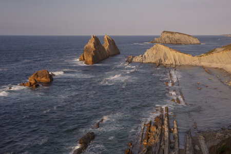 The beautiful bay of Costa Quebrada, Cantabria, Spainの写真素材