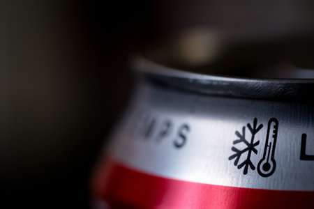 A closeup shot of the temperature requirements of a can of drink
