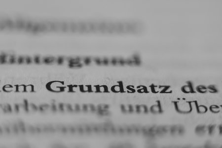The german word "Grundsatz" which is translated to "Principle" in a book. Concept for fundamentals, values, morals and beliefsの写真素材
