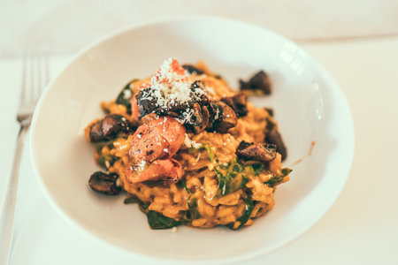 a selective focus shot of delicious, unique dish, beautifully designed and servedの写真素材