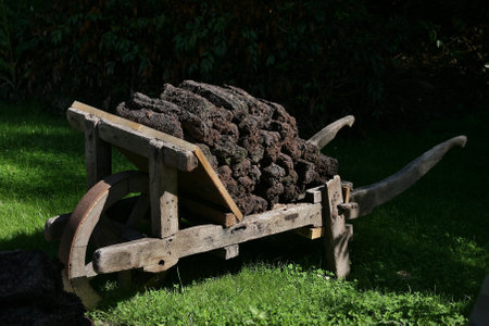 A closeup shot of a limber loaded with wood in Diepenheim, the Netherlandsの写真素材
