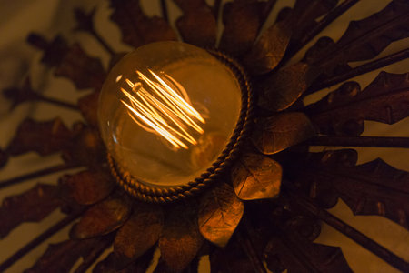 closeup of a light bulb from a lamp