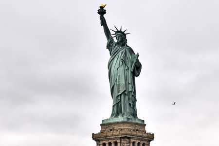 A low angle shot of the amazing Statue of Liberty in New York, USAの写真素材