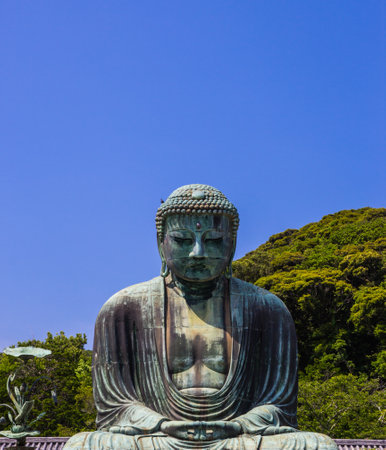 A beautiful shot of great Buddha - KÅtoku-in Kamakura Japanの写真素材