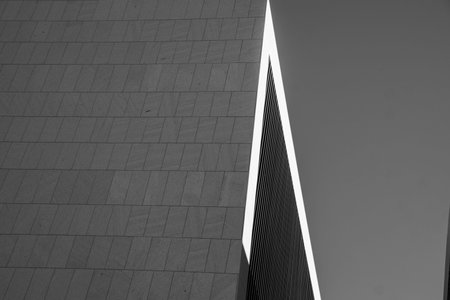 A grayscale shot of an abstract building facadeの写真素材