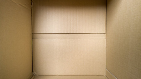 A closeup shot of the inside of an empty cardboard box