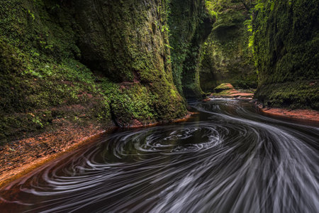 Devils Pulpit gorge in Scotland, during summer.の写真素材