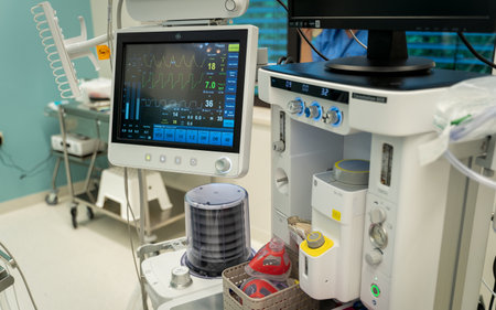 An anesthetic machine located in the operating roomの写真素材