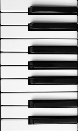 A vertical overhead shot of piano keys