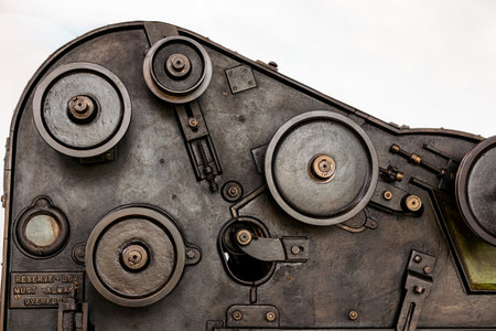 A steampunk machinery mechanism on white background