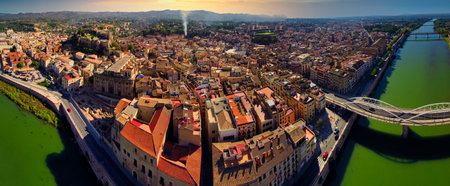 Aerial view in Tortosa, city of Tarragona.Catalonia,Spain. Drone Photo.の写真素材