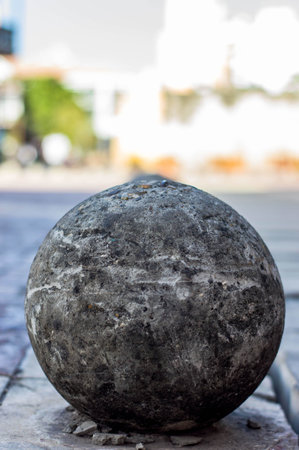 A shallow focus vertical shot of a cement ballの写真素材