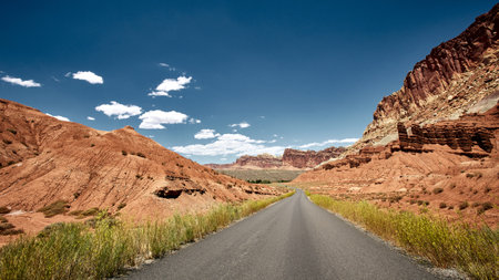 A beautiful scenery of a canyon landscape in Capitole Reef National Park, Utah - USAの写真素材
