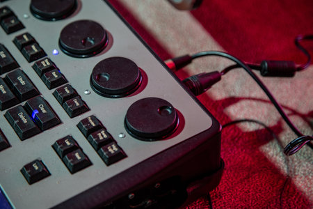 A closeup shot of a DJ mixerの写真素材