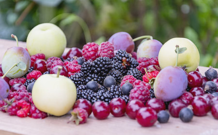 A closeup shot of fruits and berriesの写真素材