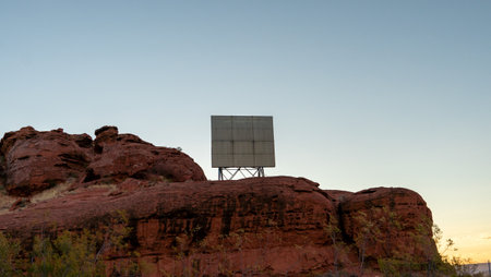 A huge billboard on the red sandy mountain in St, George city, Utah