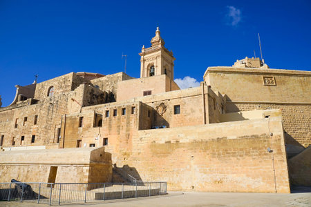 A low angle shot of Citadella Victoria, Gozo in Maltaの写真素材
